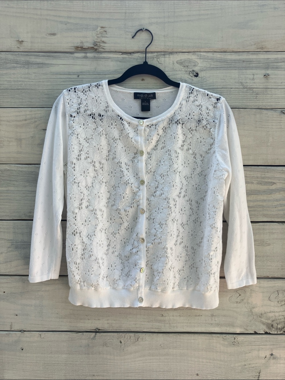 Chic White Lace Button-Up Cardigan
